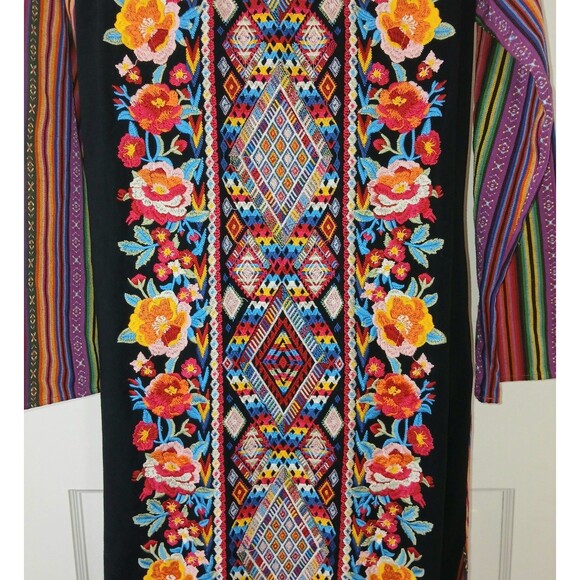 Andrée by UNIT Bohemian Embroidered Floral Striped Buttons Maxi Dress S Hippie - Picture 6 of 16